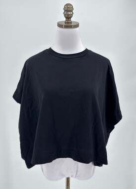 Roucha Tuka Black Cotton Boxy Crew Short Sleeve T Shirt Top Sz US XL